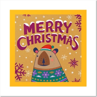 Capybara Christmas Posters and Art